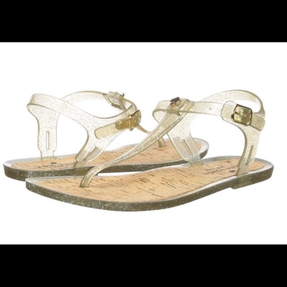kate spade Shoes - NIB Kate Spade Yari T-Strap Jelly Sandals Gold/6M